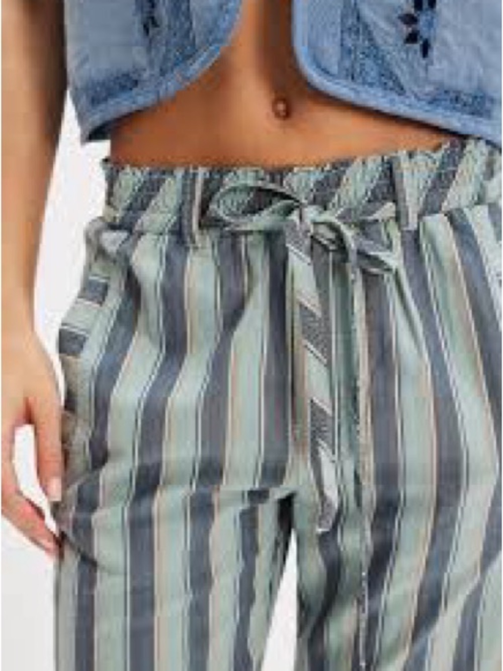 Free People Marielle Stripe Cotton Drawstring Straight Leg Pants - Picture 7 of 7